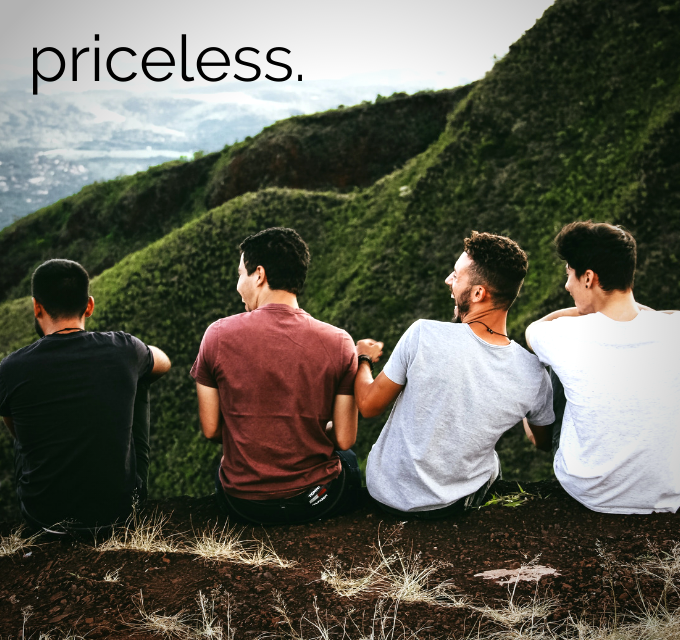 Group of Men Laughing in nature