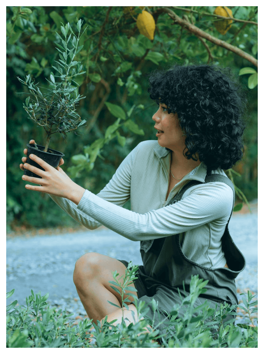 Woman with a plant