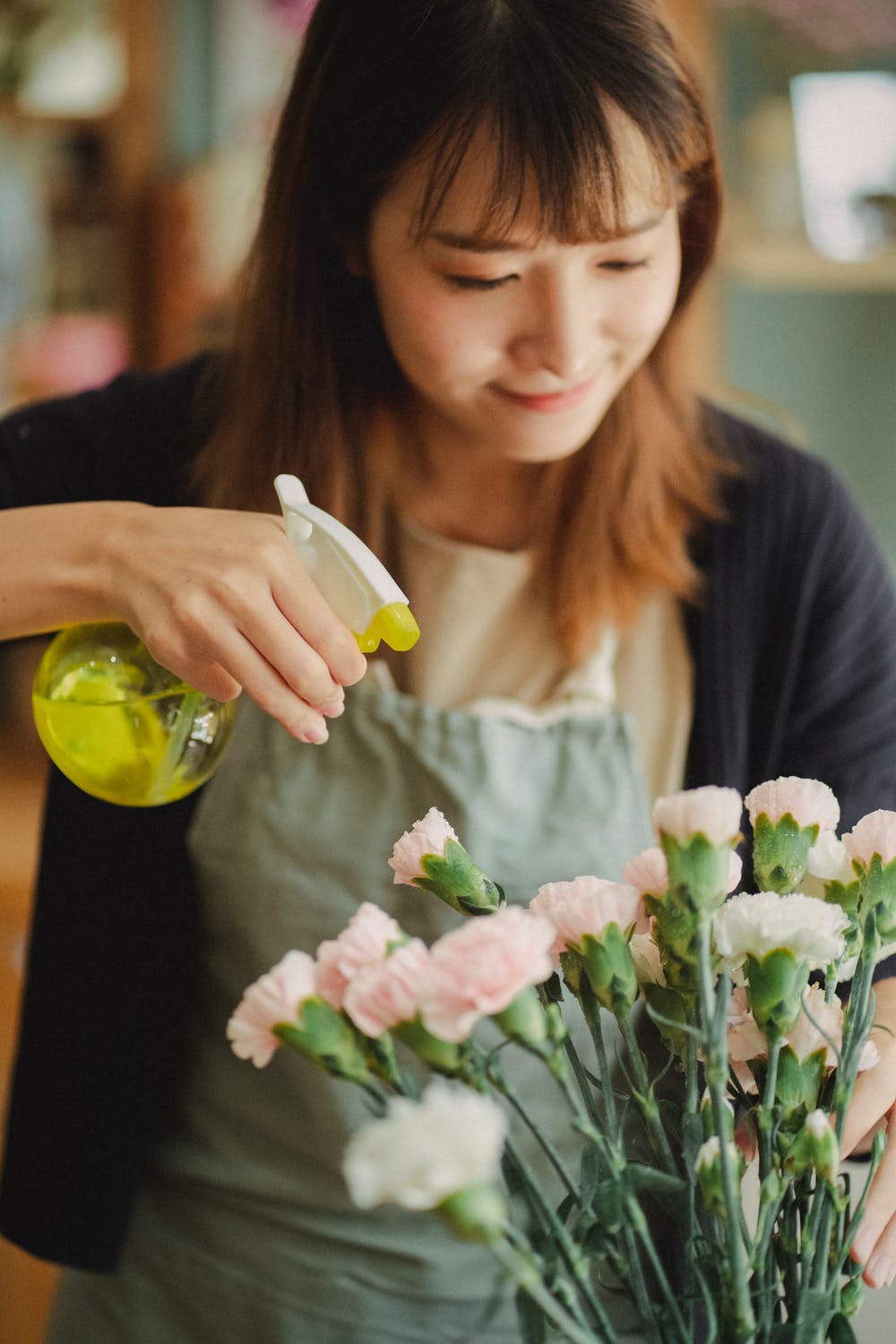 Girl watering flowers