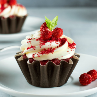 a photo of a cupcake with berries