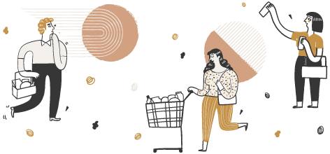 People Shopping Illustration